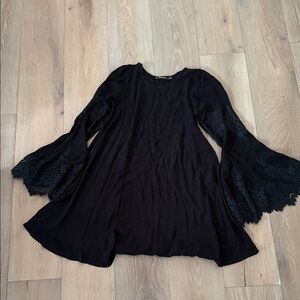 For Love And Lemons Black Dress with Lace Sleeves